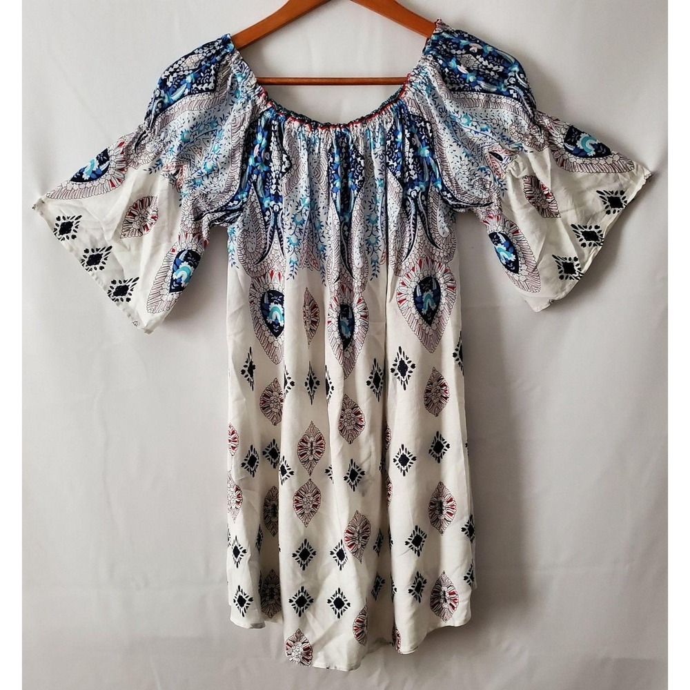 UMGEE Women's Floral Bell Sleeves Off-Shoulder Tunic Mini Dress Size Small - Picture 5 of 13